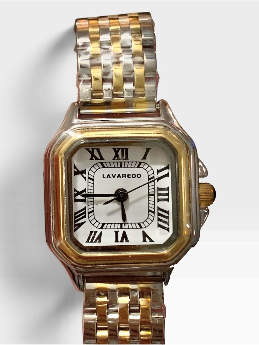 Lavaredo Women’s Two-Tone Stainless Bracelet Square Quartz Watch Roman Dial
